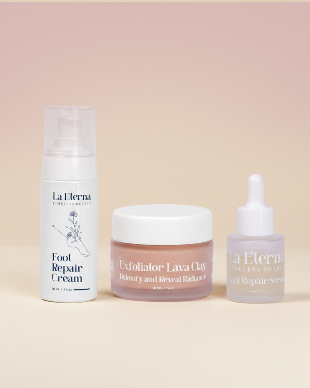 Night Repair Serum + Exfoliator + Foot Repair Cream